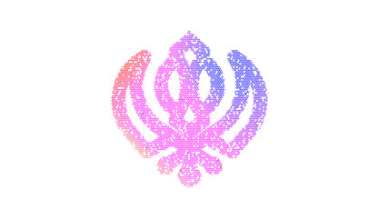 Icon khanda is made up of LED square shapes. There are bright diodes and there are black dead diodes