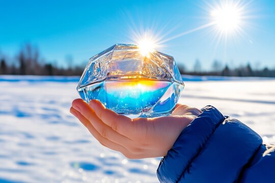 A child holding a shiny CD, fascinated by its rainbow-like reflections under bright sunlight