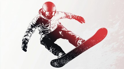 Dynamic Snowboarder in Bold Minimalist Style