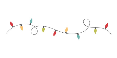 Christmas garland with colourful light bulbs © Mila Dobraya