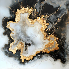 Abstract Gold & Black Resin Art Painting