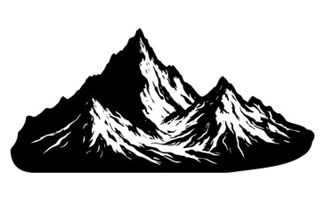 Mountain silhouette hill clipart isolated on white transparent background