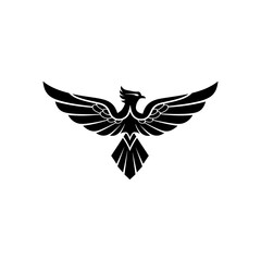 Stylized Phoenix silhouette icon, Silhouette of eagle with wings