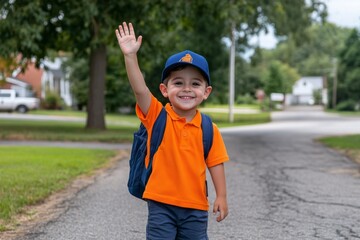 A moving photo of a child waving goodbye to a sibling heading off to college
