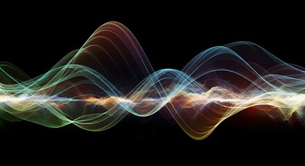Obraz premium Abstract waves of light and digital energy with smooth, flowing lines, symbolizing futuristic data visualization, innovation, and fluidity in modern technology