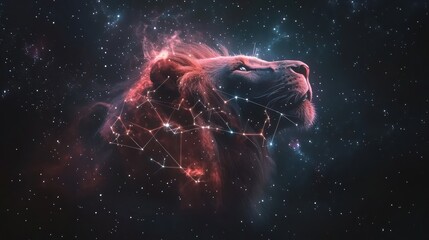 Fototapeta premium Cosmic Lion: A Celestial Portrait