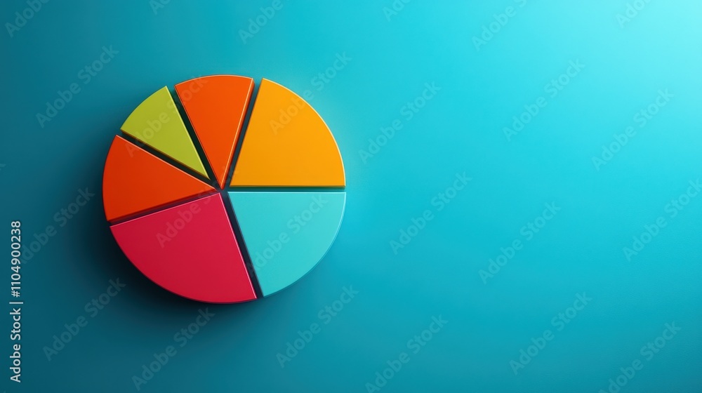 Aufkleber Colorful Pie Chart on a Blue Background Representing Data Segmentation and Analysis for Business Insights and Marketing Strategies