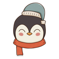 Penguin wearing nightcap and scarf