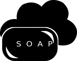 Flat in black and white mobile application solid soap, bath, water, towel,