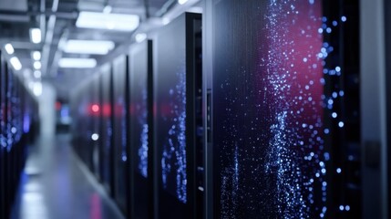 Obraz premium An advanced AI research lab with supercomputers and neural network simulations, Scientific style, photo of