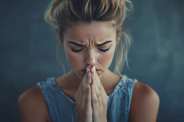 A sad and lonely woman with an isolated background