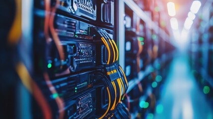 An advanced blockchain data center, decentralized computing facility with cryptocurrency mining rigs, Technological style