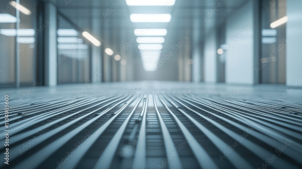 Poster close-up of an underfloor heating system with interconnected pipes laid out in a building's floor, s
