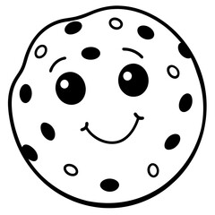Smiling Cookie with Chocolate Chips with white background 