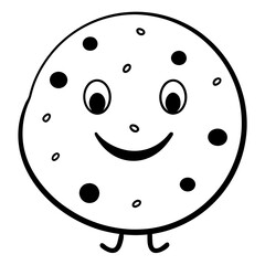 Smiling Cookie with Chocolate Chips with white background 