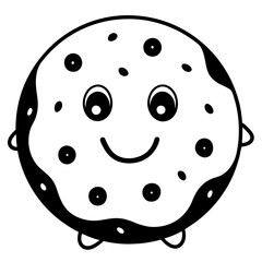 Smiling Cookie with Chocolate Chips with white background 