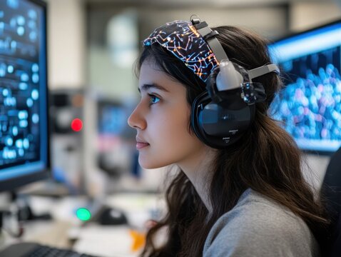 Neurotechnology engineers working on brain-computer interfaces