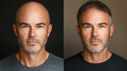 Two portraits of a man showcasing different styles and expressions for diverse uses.