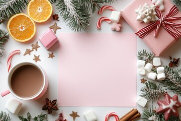 Obraz premium Cozy Christmas Morning: Hot Chocolate, Marshmallows, and Festive Treats Await