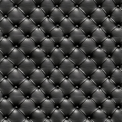 Elegant Dark Gray Leather Chair with Distinctive Button Tufting and Vintage Charm. Seamless Repeatable Background