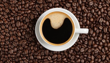 Fototapeta premium Hot Coffee Cup With Roasted Beans