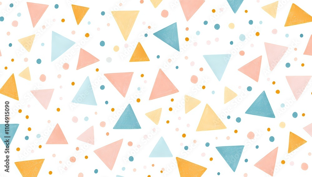Poster pastel triangles and dots pattern background design: a playful and colorful abstract illustration