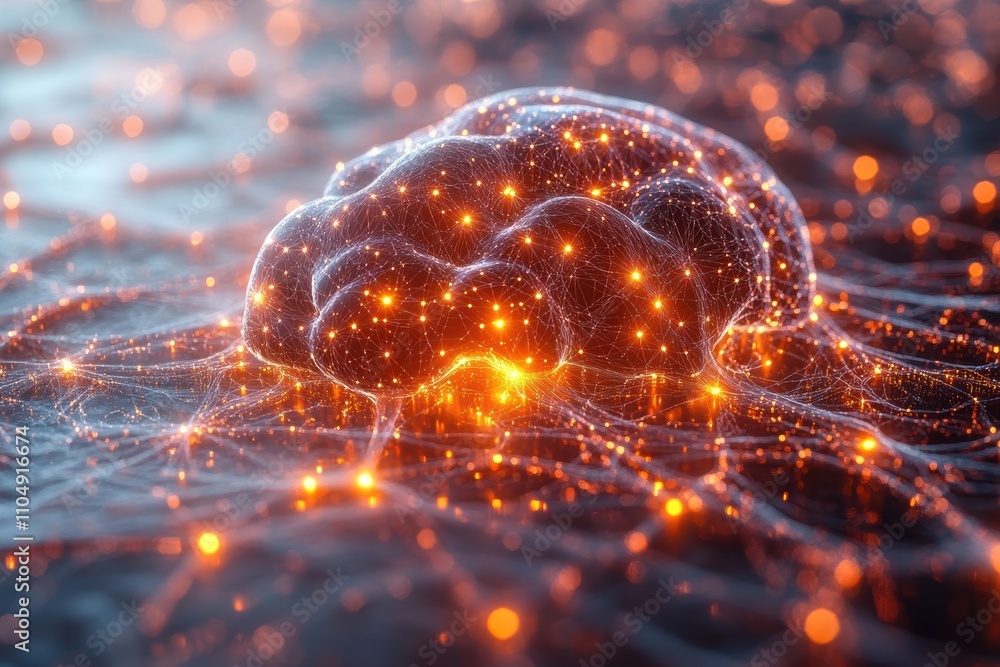 Fototapete a concept visualization of artificial intelligence with neural network graphics, emphasizing innovat