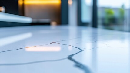Obraz premium A close up shot of a polished marble countertop, highlighting the natural veins, patterns, and the luxurious appeal of this material.