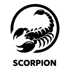 Scorpion logo icon shilhouette vector with a white backround