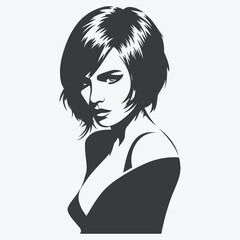 vector art silhouette of woman and illustration drawing