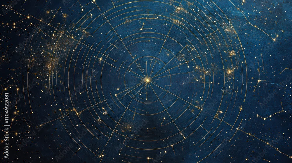 Wall mural cosmic confluence: a celestial tapestry of golden lines and starry dust
