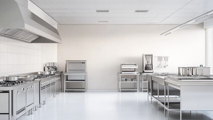 Modern Stainless Steel Commercial Kitchen Design Interior Architectural Visualization