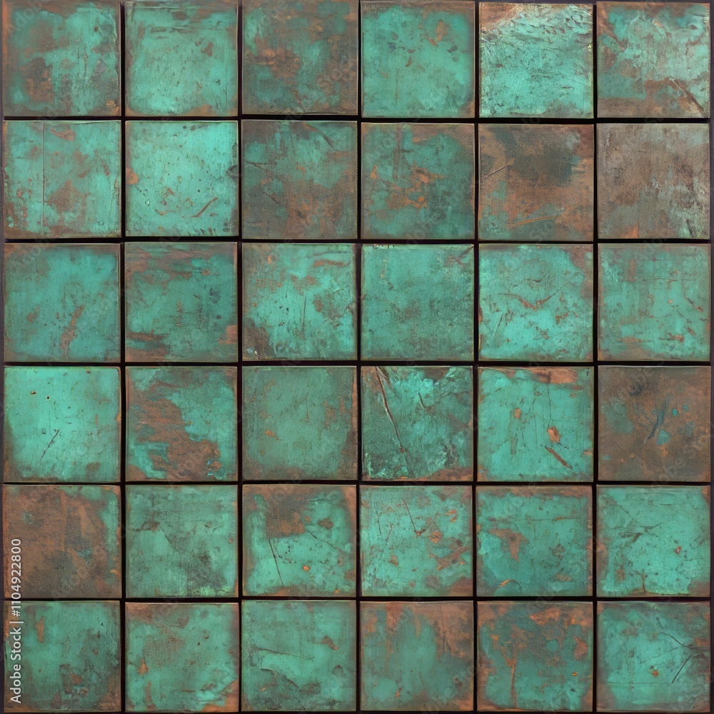 Aufkleber teal and copper square tiles arranged in a grid pattern.