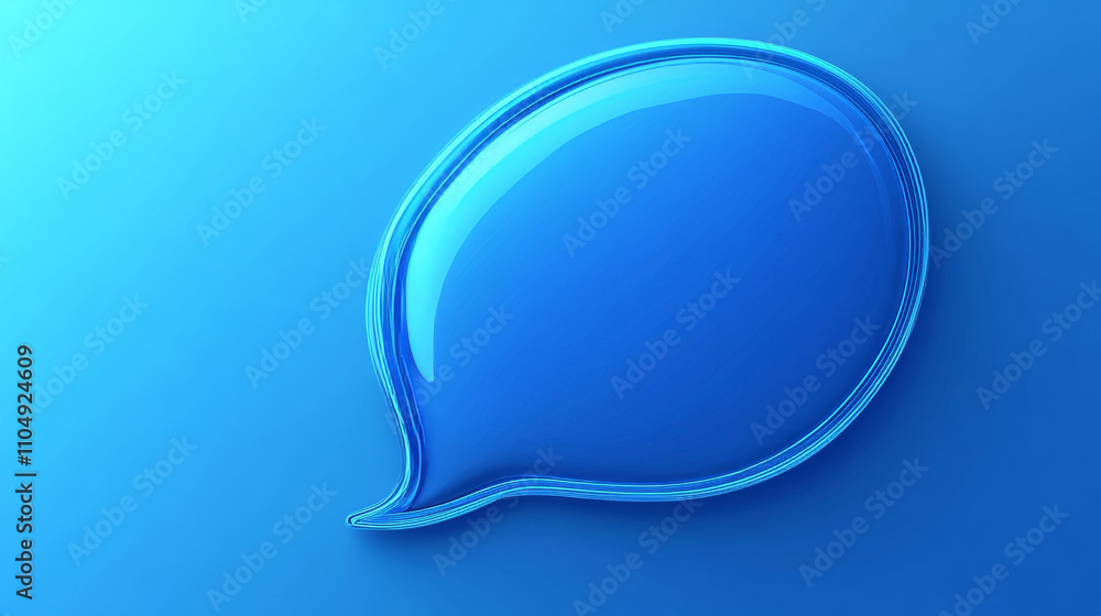 Poster 3d blue chat bubble for text message icon vector. dialog balloon shape for comment or conversation s