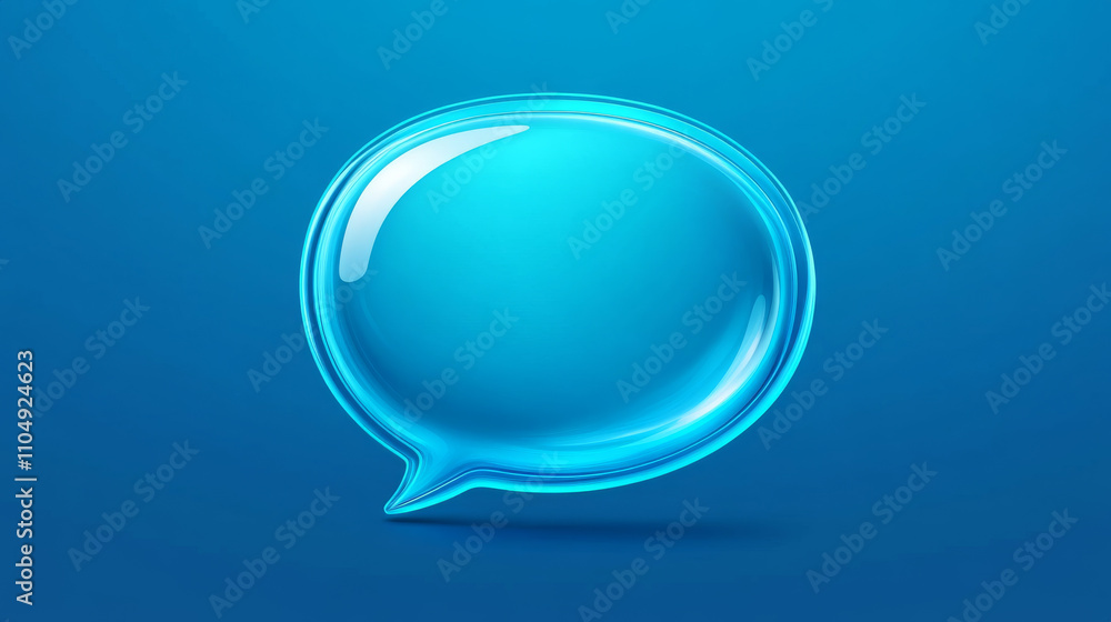 Poster 3d blue chat bubble for text message icon vector. dialog balloon shape for comment or conversation s