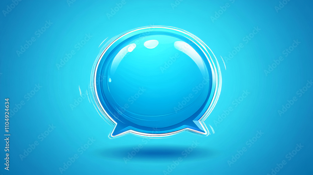 Poster 3d blue chat bubble for text message icon vector. dialog balloon shape for comment or conversation s