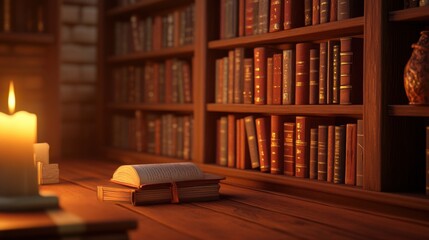 Detailed image of a library bookshelf, each book spine carefully