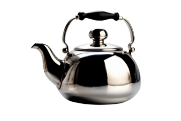 Stainless kettle isolated on transparent background.