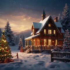 Obraz premium Christmas tree in the night