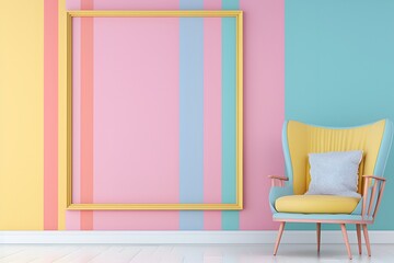  Modern Colorful Room with Yellow Frame and Chair