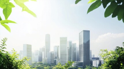 Obraz premium An eco-friendly smart city skyline with sustainable architecture and renewable energy installations, Green style, photo of