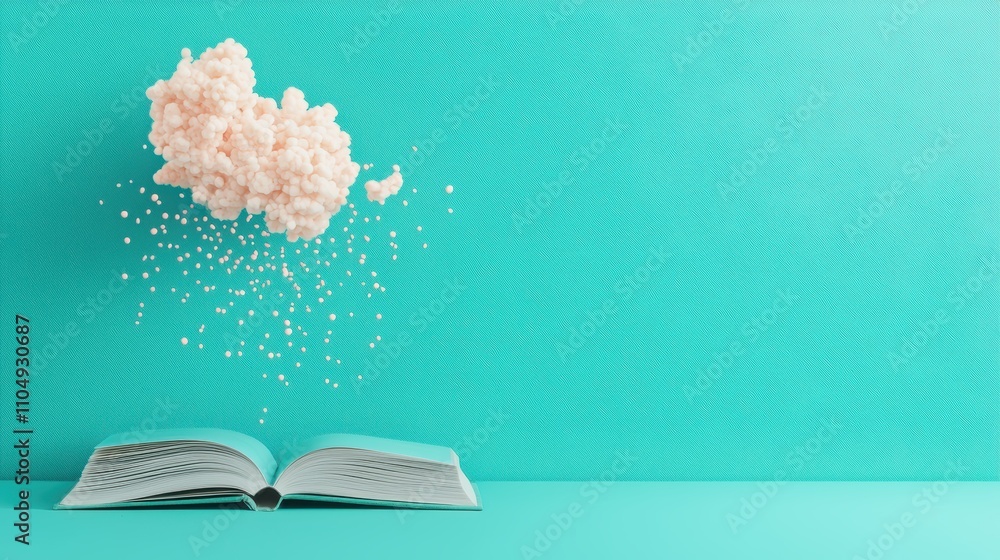 Poster a speech bubble emerging from an open book, suggesting that reading and learning can fuel creativity