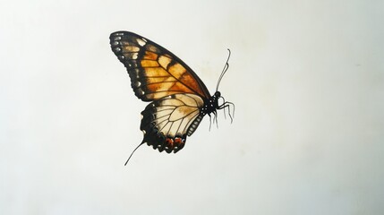 Fototapeta premium Watercolor Painting of a Monarch Butterfly in Flight