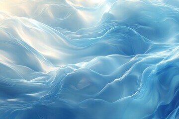 Fototapeta premium Abstract blue and white wavy background with soft, flowing lines and a subtle glow.