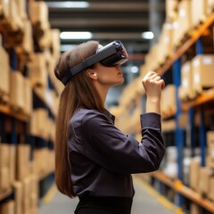 Logistics and supply chain of the future, warehouse staff using