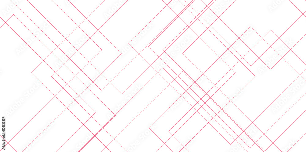 Poster abstract background red technology geometric squares in bright light. white and red vector blueprint