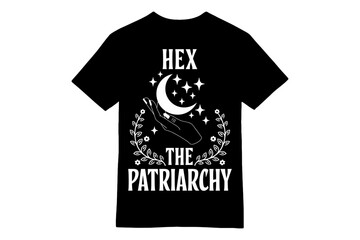 Hex the Patriarchy Moon and Hand Feminist T-Shirt Design