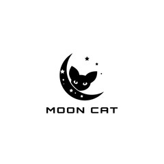 cat moon logo for your company or etc