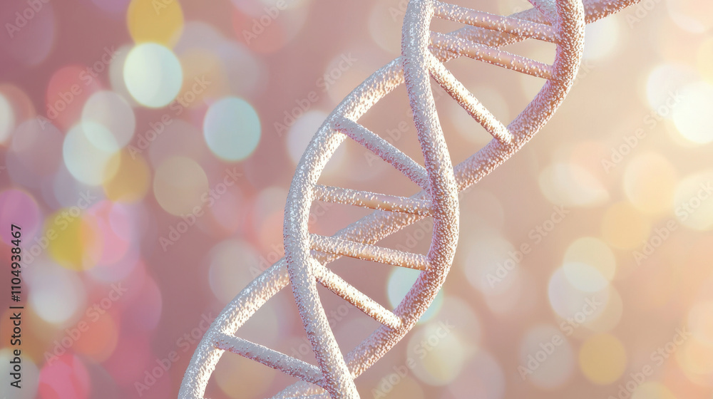 Poster 3d rendering of double helix dna structure with colorful background