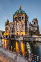 The river Spree with the back of Berlin Cathedral at dawn